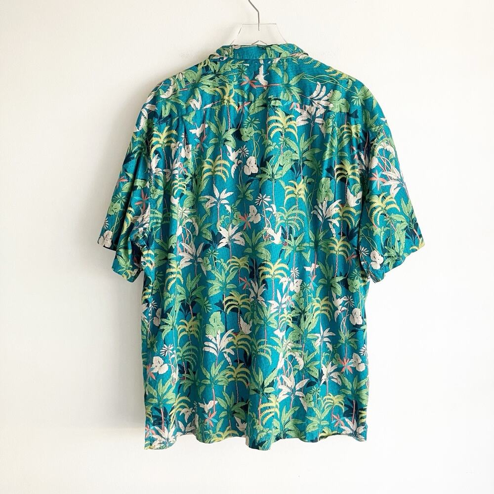 Tori Richard HI USA 3XL Machine 100% cotton Cranes Trees Plants Green 100% cott - Picture 4 of 7